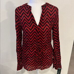 Ralph Lauren NWT Chevron Patterned Red and Black Women's Top